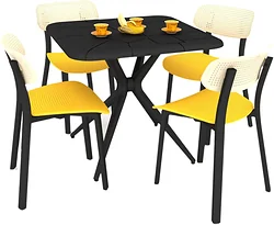 Обеденная группа Sheffilton SHT-DS130 (черный/бежевый/желтый)