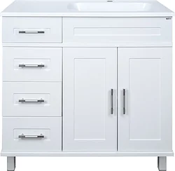 Тумба под умывальник Misty Купер - 90 с 4 ящ. правая, белая эмаль - П-Куп01090-0124ЯП Тумба под умывальник Misty Купер - 90 с 4 ящ. правая, белая эмаль - П-Куп01090-0124ЯП