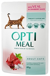 Optimeal Для кошек с телятиной в клюквенном соусе (0.085 кг) 24 шт.