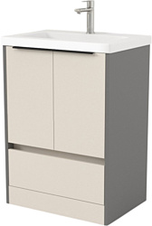 Тумба под умывальник Дабер 017 Тобага/Эридан/Артвин 60 Т17.6Т.0.19Ч (бежевый/серый/ручка черный)