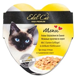 Edel Cat Консервы Три вида Птицы в тыквенном соусе (0.085 кг) 1 шт.