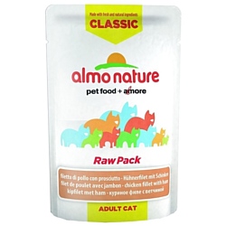 Almo Nature (0.055 кг) 1 шт. Classic Raw Pack Adult Cat Chicken fillet and Ham