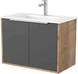 Тумба под умывальник Дабер 018 70 Т18.7.0.22Б (дуб галифакс/серый/ручка белая)