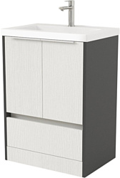 Тумба под умывальник Дабер 017 Тобага/Эридан/Артвин 60 Т17.6Т.0.20Б (белый древесный/серый/белый)