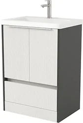 Тумба под умывальник Дабер 017 Тобага/Эридан/Артвин 60 Т17.6Т.0.20Б (белый древесный/серый/белый)