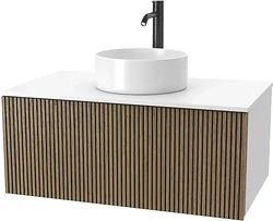 Тумба под умывальник ЗОВ Кито 100 K100LW0MRMC-KP13W (белый/тростник)