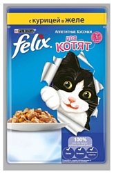 Felix (0.085 кг) 24 шт. Аппетитные кусочки с Курицей в желе для котят