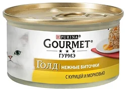 Корм для кошек Gourmet (0.085 кг) 1 шт. Gold Нежные биточки с Курицей и морковью