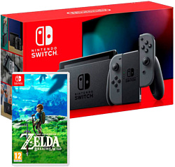 Nintendo Switch 2019 (с серыми Joy-Con) + The Legend of Zelda: Breath of the Wild