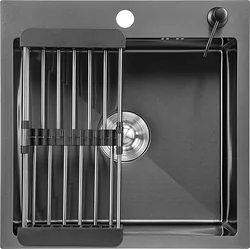 Кухонная мойка Saniteco 5050 Nano (с сифоном, дозатором и коландером)