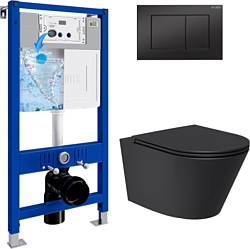 Унитаз Lauter Longer 2110822 + 21901002 (кнопка прямоугольная, черный/черный)