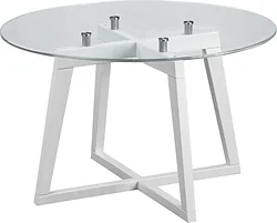 Журнальный столик Мебелик Рилле 445 (белый/стекло прозрачное круг)