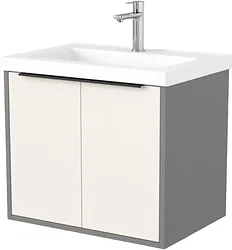 Тумба под умывальник Дабер 018 Тобага/Эридан 80 Т18.8Т.0.19Ч (бежевый/серый/ручка черная)