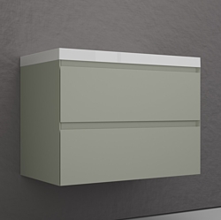 Тумба под умывальник Symbolite Манхэттен 80 Plus 2 ящика (подвесная, олива)