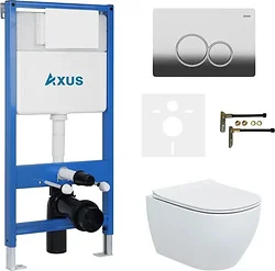 Унитаз Axus 2318 с инсталляцией 011D и кнопкой 097EC