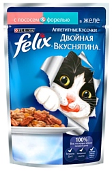 Felix Аппетитные кусочки Двойная вкуснятина с Лососем и форелью в желе (0.085 кг) 1 шт.