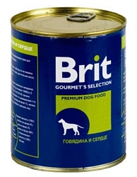 Brit (0.85 кг) 6 шт. Консервы для собак Говядина и сердце