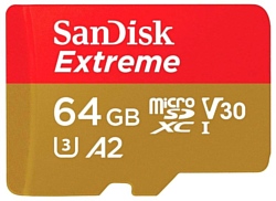 SanDisk Extreme microSDXC Class 10 UHS Class 3 V30 A2 160MB/s 64GB + SD adapter