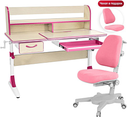 Anatomica Study-120 Lux + надстройка + органайзер + ящик с розовым креслом Armata (клен/розовый)