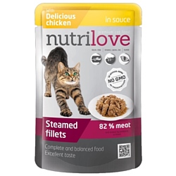 Nutrilove (0.085 кг) 1 шт. Cats - Steamed fillets with delicious chicken in sauce