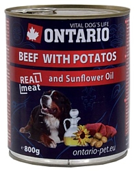 Ontario (0.8 кг) 1 шт. Консервы Dog Beef, Potatos and Sunflower Oil