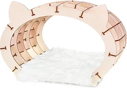 Сборная модель EWA «Кошкин дом» натуральный каркас — белый мех