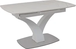 Кухонный стол Аврора Нотр Дам Moderne 1400/1800x850 (камень белый Calacata vagli/белый муар)