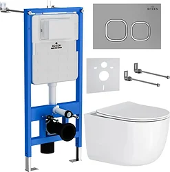 Унитаз Roxen Vortex Tornado в комплекте с инсталляцией StounFix Slim 6 в 1 964479 (кнопка: хром матовый)