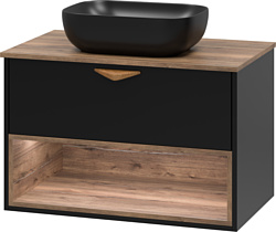 Тумба под умывальник Brevita Bergen 80 BER-07080-19-02-1Я (черный/темное дерево)