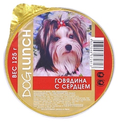 Dog Lunch (0.125 кг) 1 шт. Крем-суфле говядина с сердцем для собак