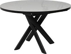 Кухонный стол Мамадома Ronaldo-120 раздвижной 120-160 (patagonoa bianco gloss premium cer/черный)