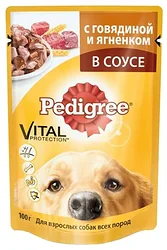 Pedigree (0.1 кг) 1 шт. Для взрослых собак всех пород с говядиной и ягненком в соусе