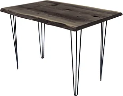 Кухонный стол Buro7 Грасхопер 120 (с обзолом и сучками, дуб мореный/черный)