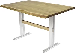 Кухонный стол Buro7 Двутавр 110 (с обзолом, дуб натуральный/белый)