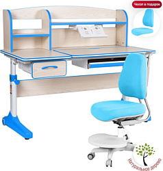 Anatomica Uniqa + надстройка + подставка для книг с голубым креслом Ragenta (клен/голубой)