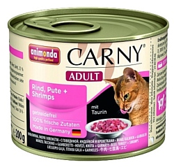 Animonda (0.2 кг) 6 шт. Carny Adult для кошек с говядиной, индейкой и креветками
