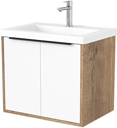 Тумба под умывальник Дабер 018 Тобага/Эридан/Артвин 60 Т18.6Т.0.21Ч (дуб галифакс/белый/ручка черная)