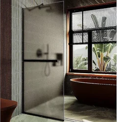 Душевая перегородка MaybahGlass 99x195 MGD-1460-6у (бронзовое матовое стекло/черный)