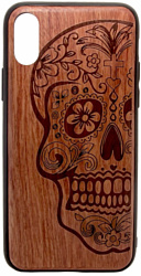 Case Wood для Apple iPhone X (палисандр, череп женский)