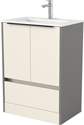 Тумба под умывальник Дабер 017 60 Т17.6.0.19Ч (бежевый/серый/ручка черная)