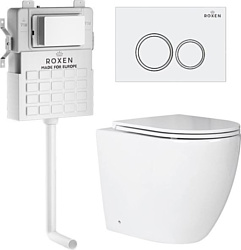 Унитаз Roxen Antares в комплекте с инсталляцией Attach 5 в 1 966869 (кнопка: белый глянец с хромированной окантовкой клавиш)