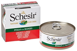 Schesir (0.15 кг) 1 шт. Кусочки в собственном соку. Курица с говядиной для собак
