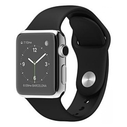 Apple Watch 38mm Stainless Steel with Black Sport Band (MJ2Y2)