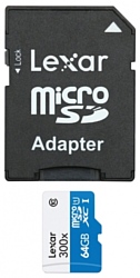 Lexar microSDXC Class 10 UHS Class 1 300x 64GB + SD adapter