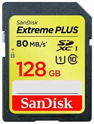 Sandisk Extreme PLUS SDXC Class 10 UHS Class 1 80MB/s 128GB