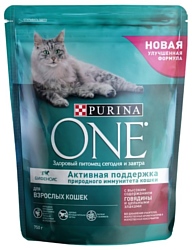 Purina ONE Для взрослых кошек с высоким содержанием Говядины и цельными злаками (0.75 кг)