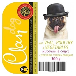 CLAN Кусочки в соусе с телятиной, птицей и овощами для собак (0.3 кг) 18 шт.