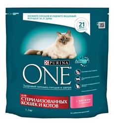 Purina ONE (1.5 кг) Для стерилизованных кошек и котов с Лососем и пшеницей