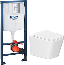 Унитаз Lauter Square 214903 + GROHE Rapid SL 38772001 (прямоугольная, хром) Унитаз Lauter Square 214903 + GROHE Rapid SL 38772001 (прямоугольная, хром)