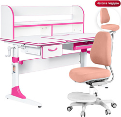 Anatomica Study-120 Lux + надстройка + органайзер + ящик со светло-розовым креслом Ragenta (белый/розовый)